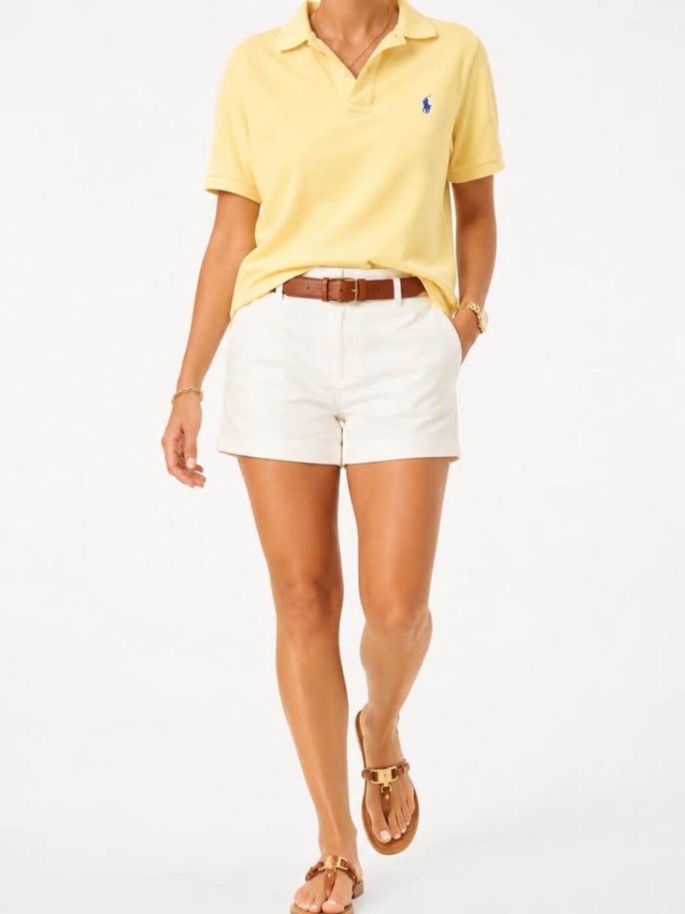 Ralph Lauren Women's Butter Yellow Pony Logo Old Money 90's Prep Polo [size L]
